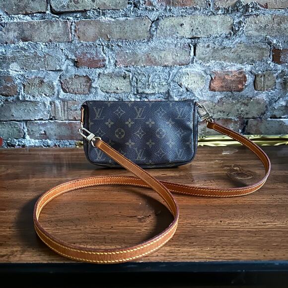 Vintage Louis Vuitton 1999 Monogram Pochette Accessoires Long Strap Bag - Picture 1 of 15